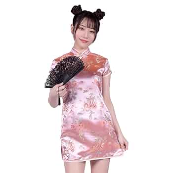 Amazon.co.jp: BeWith チャイナ服 ピンク Mサイズ コスプレ